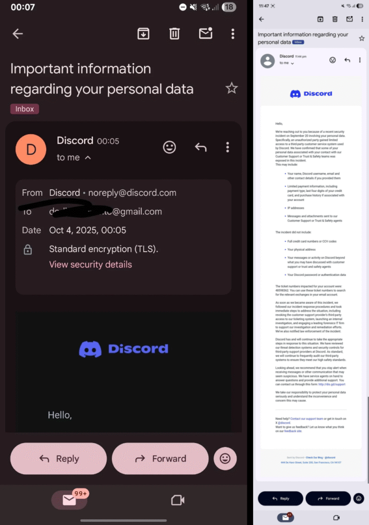 Discord Vendor Breach