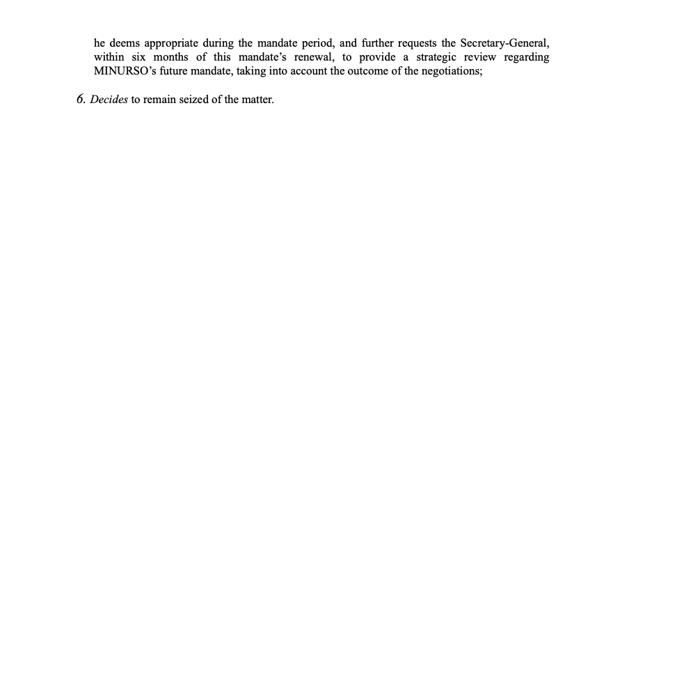 Sahara : une version amendée du projet de résolution américaine fuitée avant le vote 2 resolution Sahara 2 1