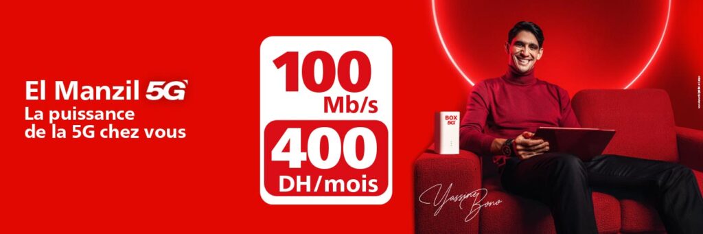 Rouge souverain : Maroc Telecom, anatomie d’un rebranding stratégique 5 Banniere centrale box 5G VF