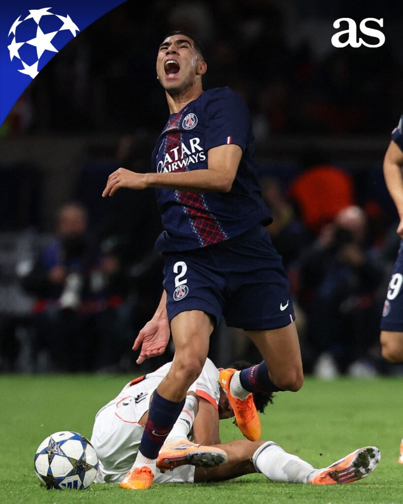 Achraf Hakimi quitte le Parc des Princes en béquilles : le cauchemar après le tacle violent de Luis Díaz 5 Hakimi Diaz 3