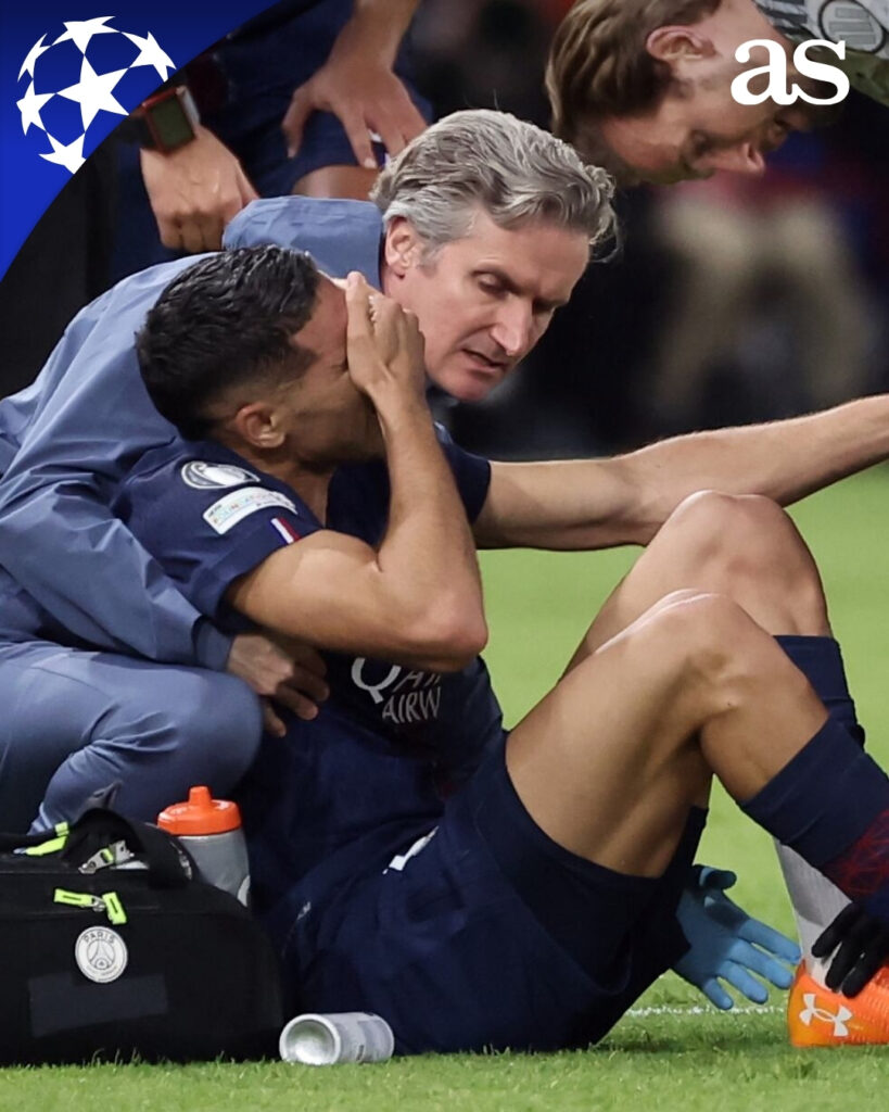 Achraf Hakimi quitte le Parc des Princes en béquilles : le cauchemar après le tacle violent de Luis Díaz 6 Hakimi Diaz 4