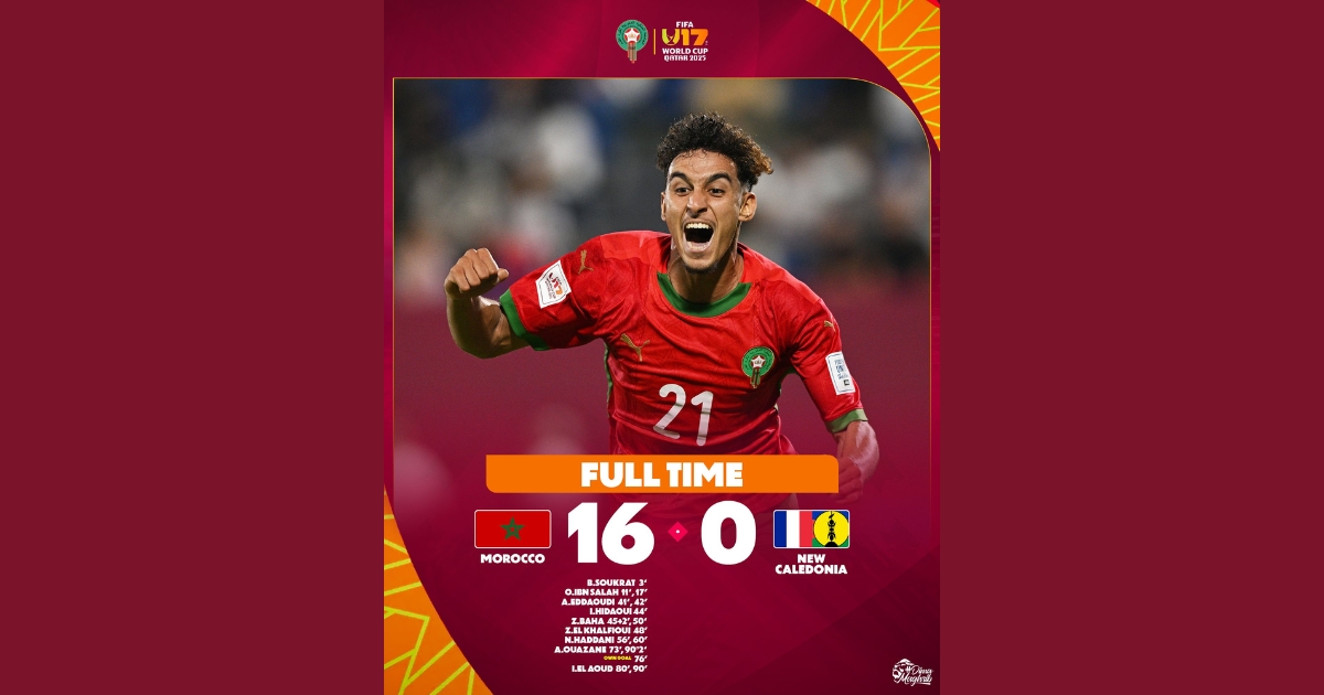 u17 21 Le Maroc bat le record de la plus large victoire de l’histoire de la Coupe du monde U17