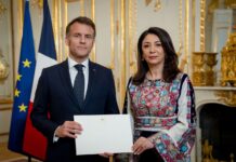 Paris : la première ambassadrice de Palestine en France présente ses lettres de créance à Emmanuel Macron