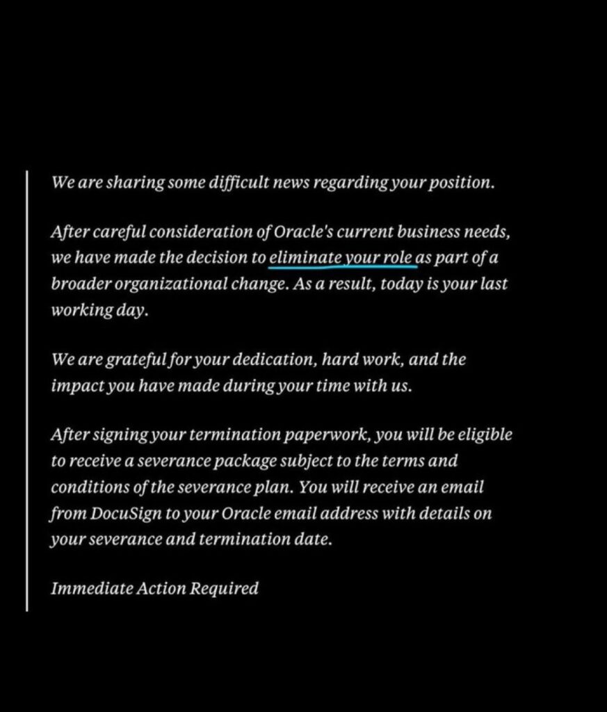 Oracle supprime jusqu’à 30 000 postes pour accélérer son virage vers l’intelligence artificielle 1 Oracle Layoff 4