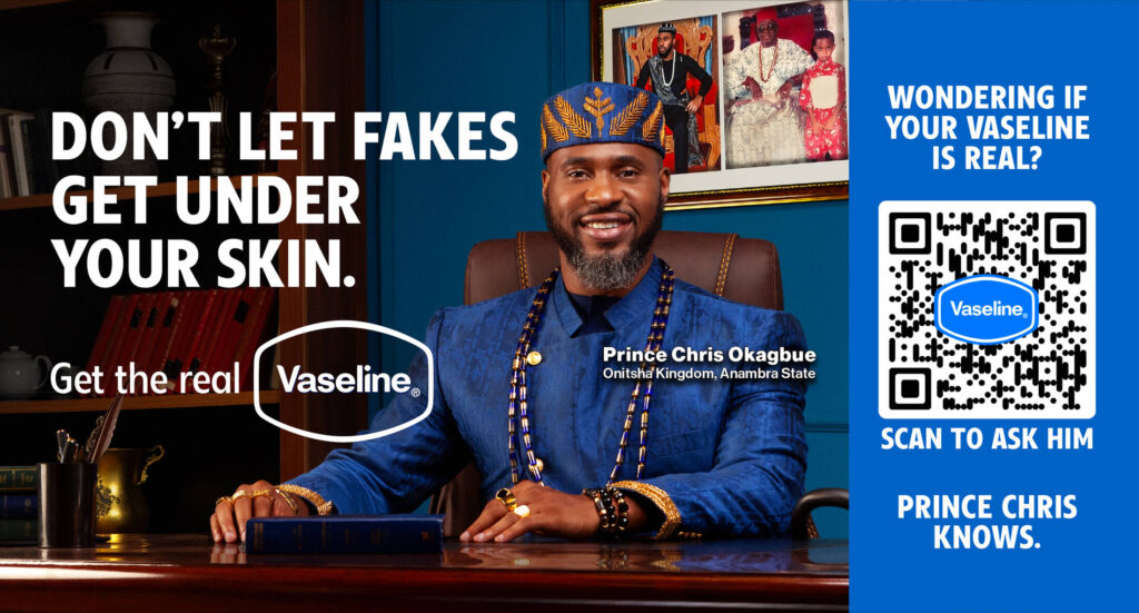 Unilever a engagé un véritable prince nigérian pour lutter contre les fausses huiles corporelles Vaseline ! 1 Vaseline QR Code 1