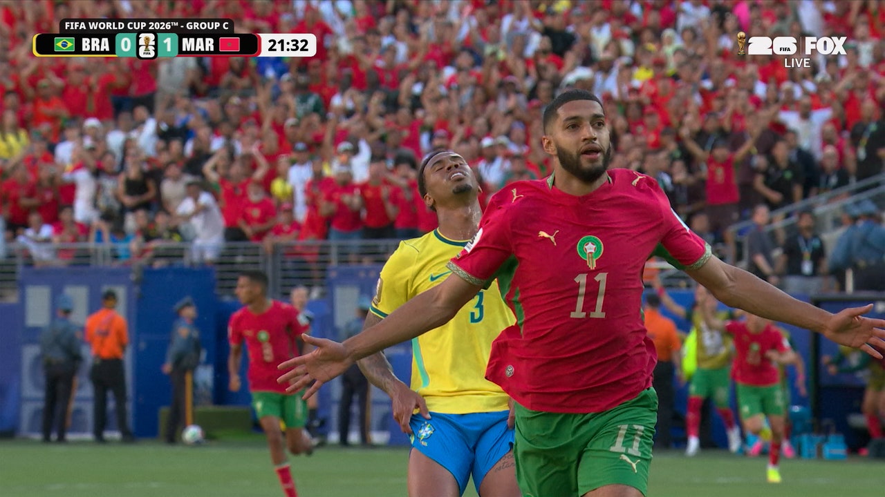 Morocco’s Ismael Saibari chips ball over keeper to take lead over Brazil |  2026 FIFA World Cup™
