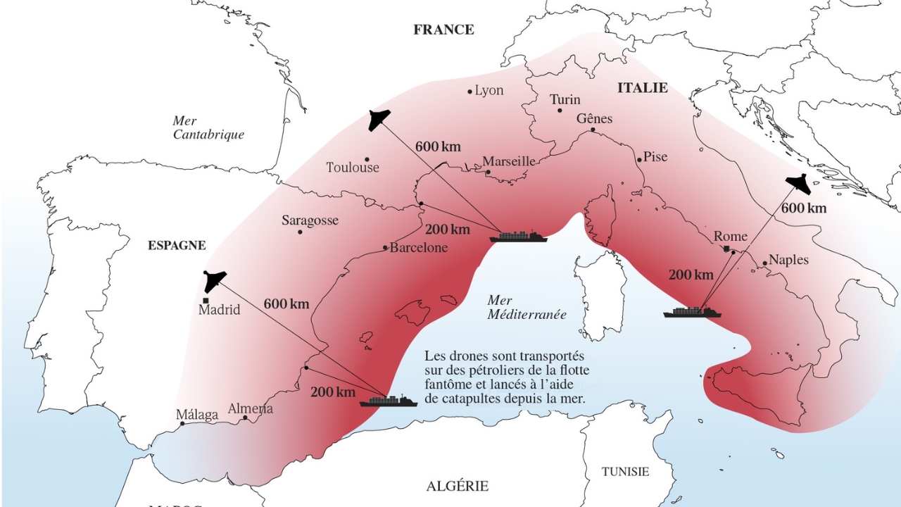 france 13 Des drones russes surgissant de la Méditerranée pour frapper l’Europe : le scénario d’El Mundo, l’alerte démentie par Macron