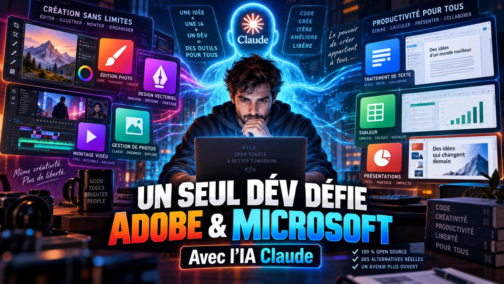 technologie 16 Un seul développeur défie Adobe et Microsoft : avec l’IA Claude, il recrée gratuitement Photoshop, Word, Excel et PowerPoint