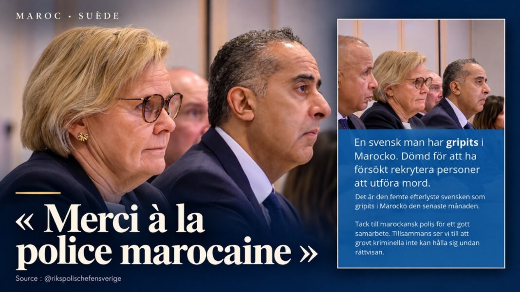 Petra Lundh et Abdellatif Hammouchi, avec la story de la police suédoise remerciant la police marocaine.